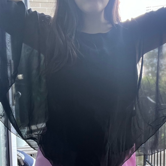 R.E.D. VALENTINO Black Chiffon Top - Picture 5 of 11